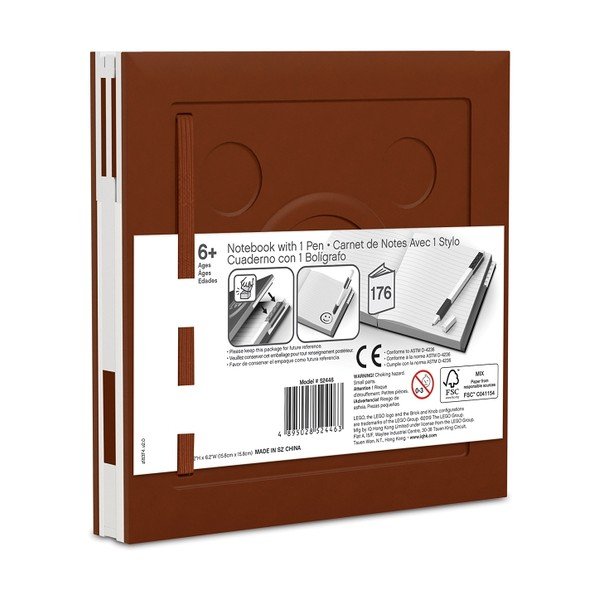Caiet cu pix cu gel LEGO®, 15,9 x 15,9 cm, maro-image-2