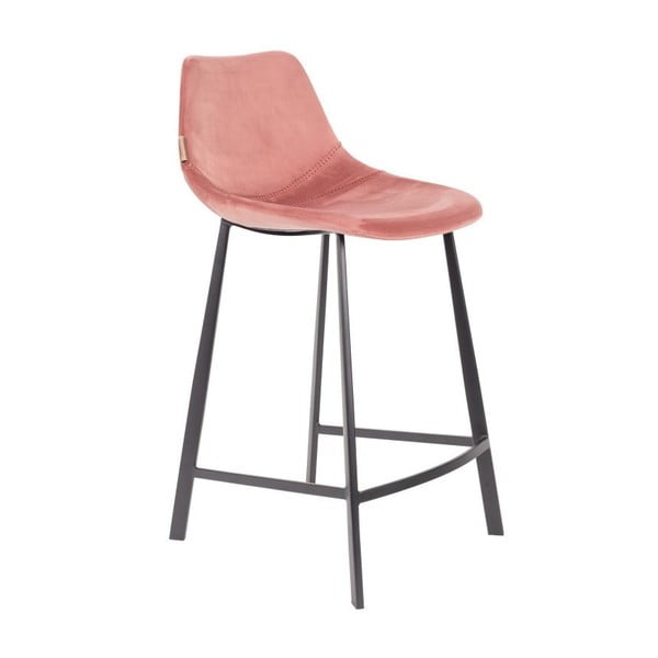 Set 2 scaune bar cu tapițerie catifelată Dutchbone, înălțime 91 cm, roz