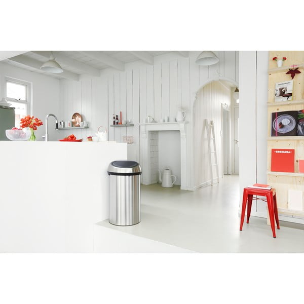 Coș de gunoi argintiu mat cu senzori de atingere din oțel 60 l Touch Bin – Brabantia-image-1