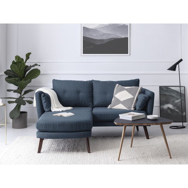 Canapea cu 3 locuri Mazzini Sofas Elena, cu șezlong pe partea stângă, albastru-image-1