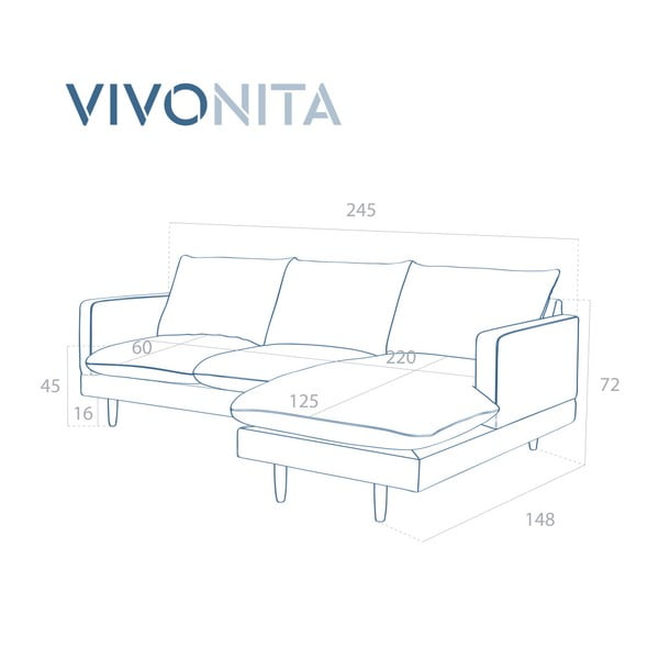 Canapea Vivonita Lovis, partea dreaptă, bej deschis-image-1