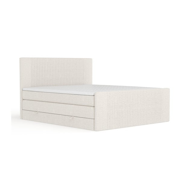 Pat boxspring bej cu spațiu de depozitare 180x200 cm Bergamo – Maison de Rêve