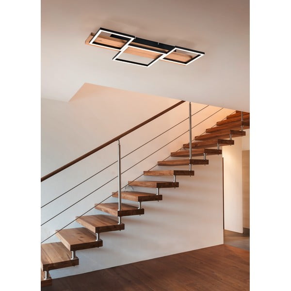 Plafonieră neagră/în culoare naturală LED cu intensitate reglabilă 34x65 cm Harper – Trio-image-3