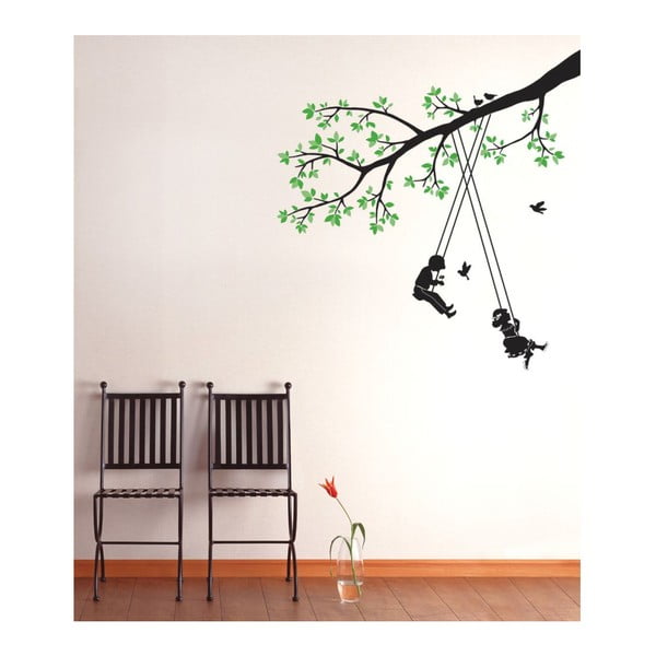 Autocolant Children Swinging in a Tree