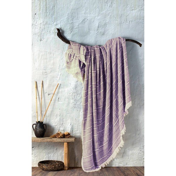 Cuvertură violet din muselină pentru pat dublu 220x240 cm Etno - Mijolnir-image-3