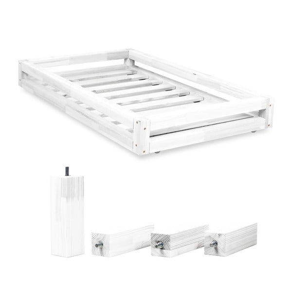 Set sertar pentru depozitare sub pat și 4 picioare înălțătoare, pentru patul Benlemi 90 x 180 cm, alb