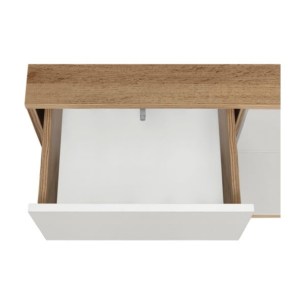 Vitrină albă/în culoare naturală cu aspect de lemn de stejar 84x165 cm Skandi – Støraa-image-3