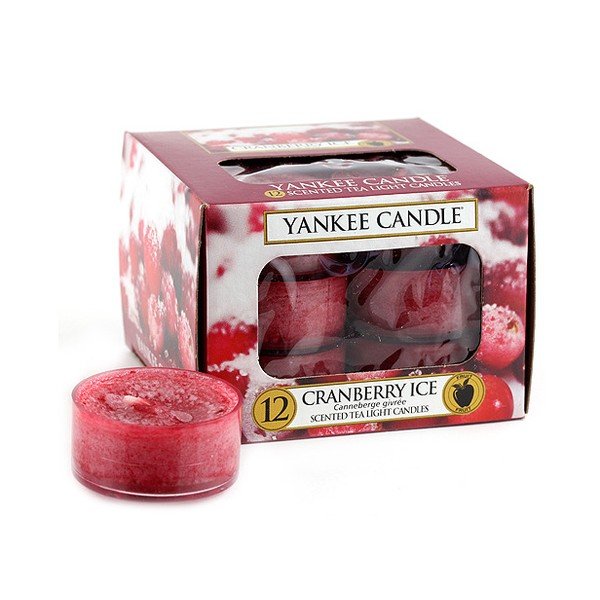 Set 12 lumânări parfumate Yankee Candle Cranberry Ice, timp de ardere 4 - 6 ore