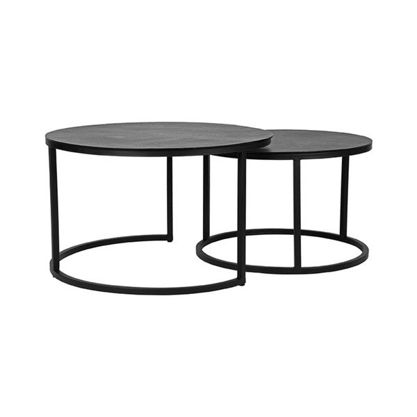 Măsuțe de cafea negre 2 buc. rotunde din metal ø 75 cm Grand – LABEL51-image-2