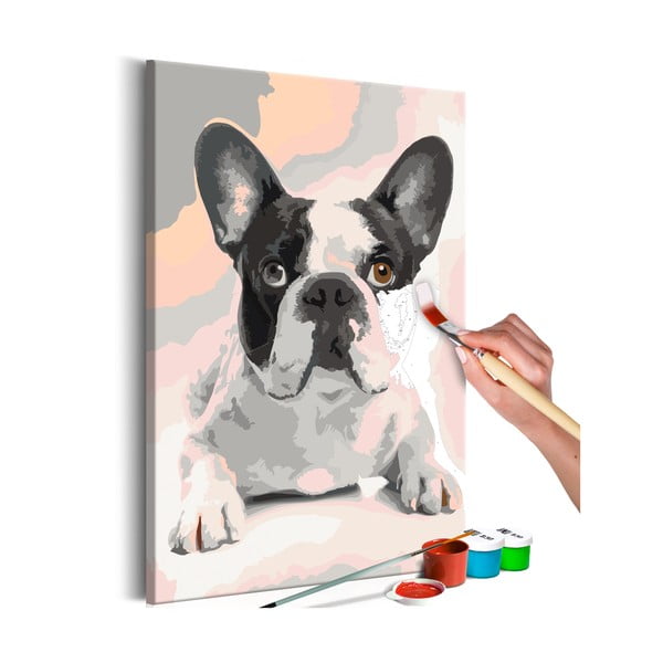 Set de pânze, vopseluri şi perii DIY Artgeist Bulldog, 40 x 60 cm