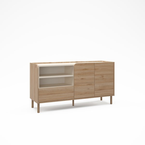 Comodă în culoare naturală cu aspect de lemn de stejar 141x75,5x44 cm Monza – Marckeric-image-3