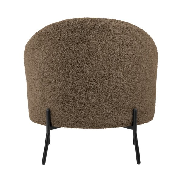 Fotoliu gri/maro cu tapițerie din țesătură bouclé Noble – Leitmotiv-image-4