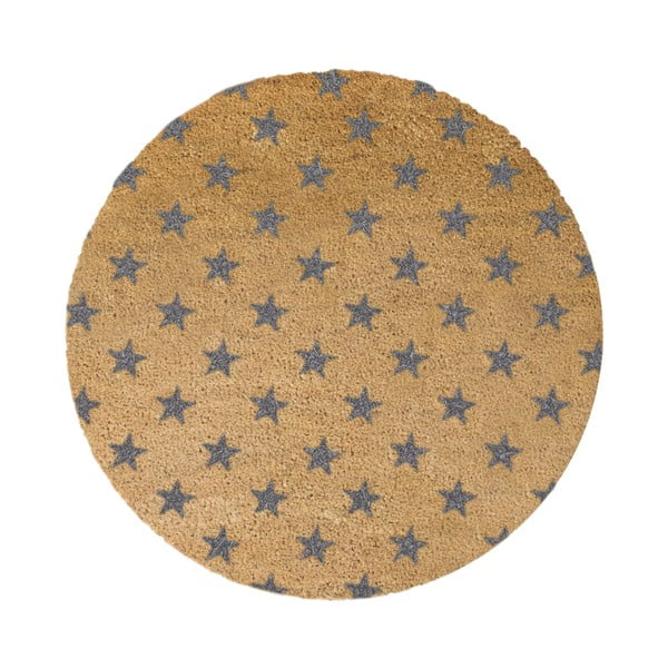 Covoraș intrare rotund fibre de cocos Artsy Doormats Stars, ⌀ 70 cm, gri