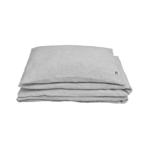 Lenjerie de pat din in pentru copii BELLAMY Stripes, 140 x 200 cm, gri-image-1