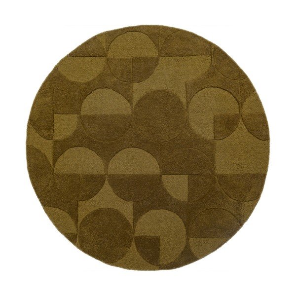 Covor verde închis țesut manual rotund din lână ø 160 cm Gigi – Flair Rugs