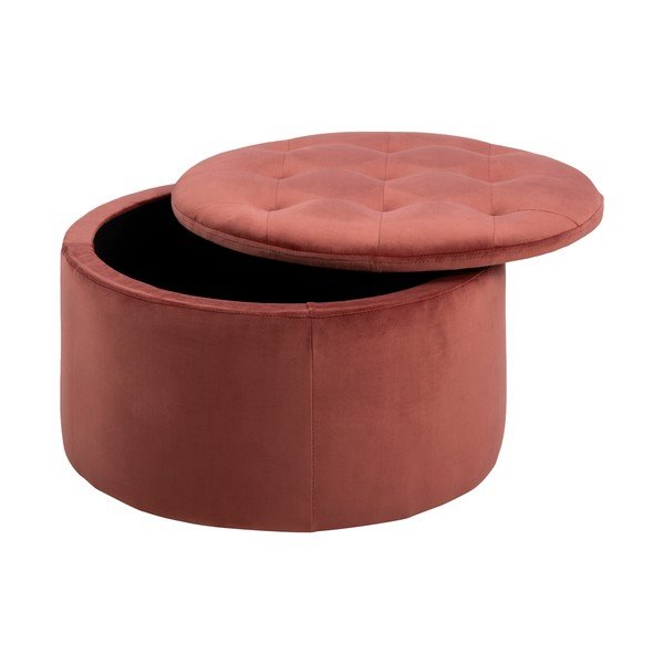 Puf cu husă din catifea Actona Retina, ⌀ 60 cm, roz coral-image-4