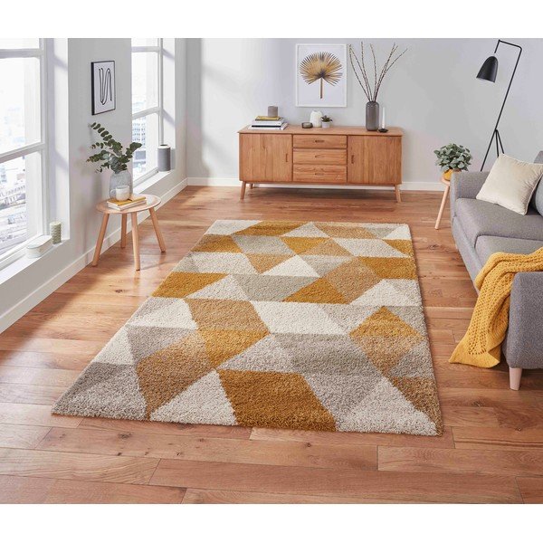Covor Think Rugs Royal Nomadic Angles, 160 x 220 cm, galben bej-image-1