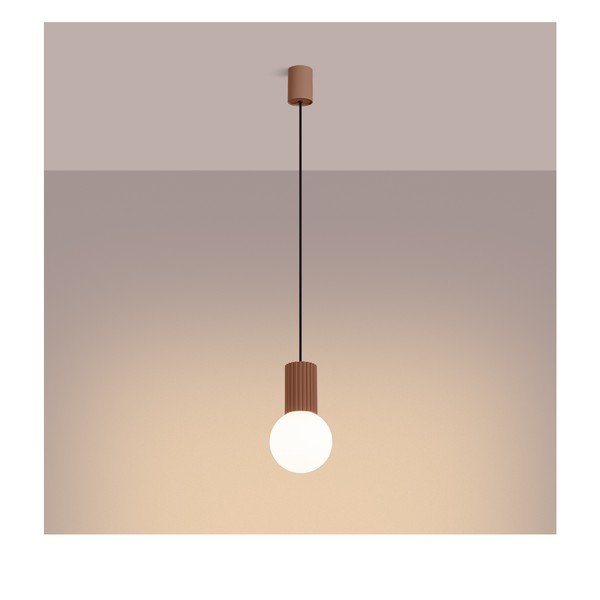 Lustră maro deschis cu abajur din sticlă ø 12 cm Orbital – Sollux-image-3