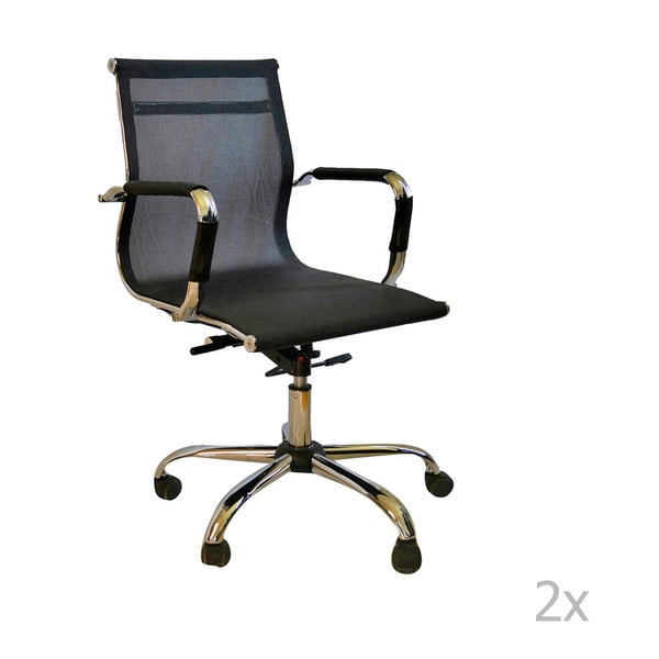Set 2 scaune cu roți pentru birou Evergreen House Dally, negru