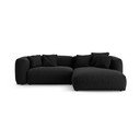 Colțar modular negru extensibil (cu colț pe partea dreaptă/cu șezlong) Martina – Micadoni 