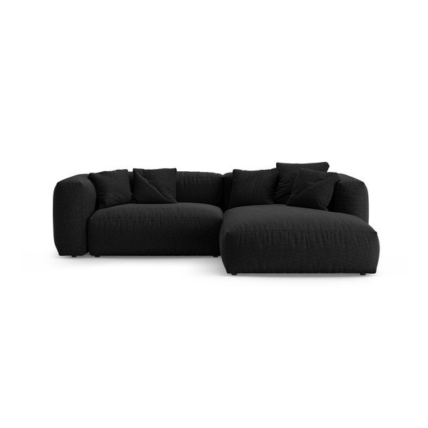 Colțar modular negru extensibil (cu colț pe partea dreaptă/cu șezlong) – Micadoni 