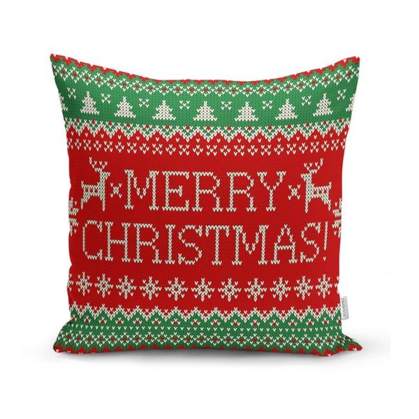 Set 4 fețe de pernă și un napron de masă cu model de Crăciun Minimalist Cushion Covers Merry Christmas-image-3
