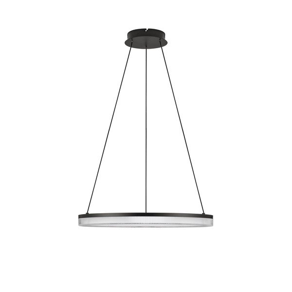 Lustră negru-mat LED cu intensitate reglabilă din aluminiu cu abajur din sticlă acrilică ø 60 cm Lonela – Nova Luce