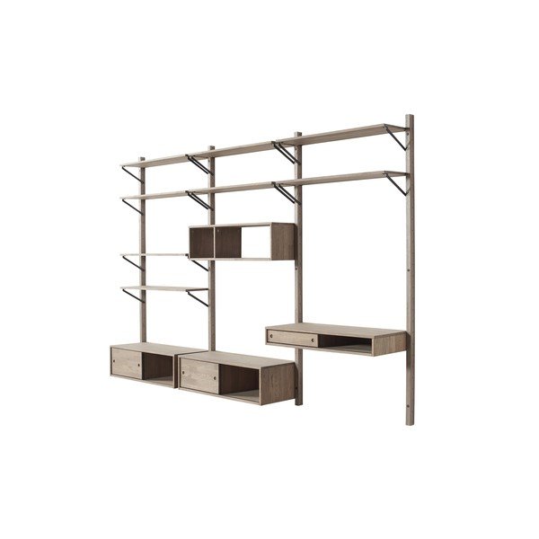 Constucție/bibliotecă din lemn de stejar pentru perete WOOOD Gyan-image-3