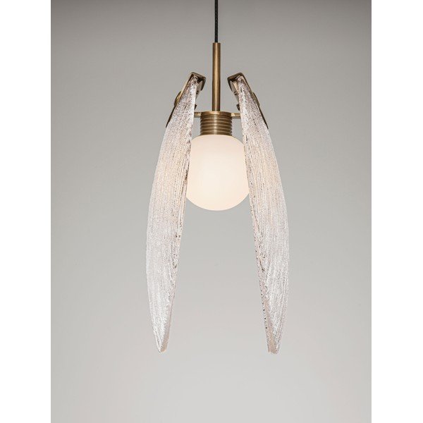 Lustră alămie LED din oțel cu abajur din sticlă Shelina – Nova Luce-image-3