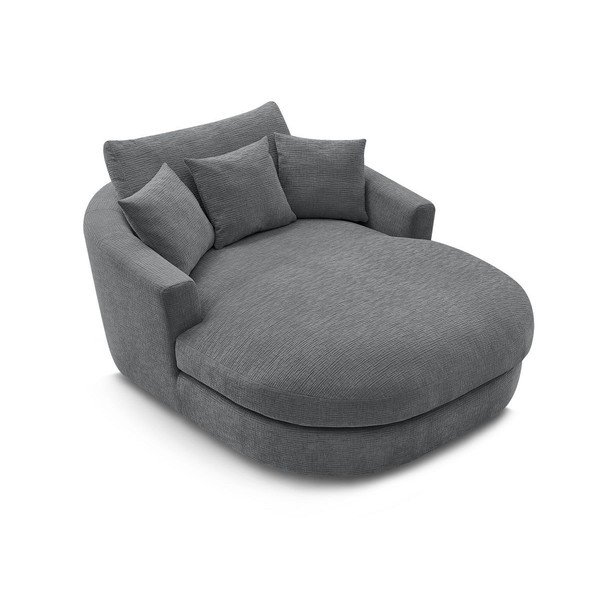 Fotoliu gri cu tapițerie din chenille Belem – Bobochic Paris-image-4