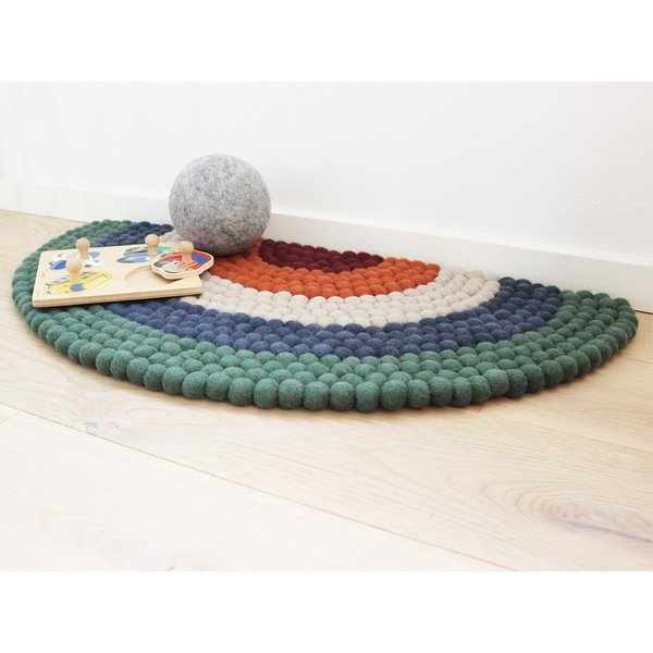 Covor cu bile din lână, pentru camera copiilor Wooldot Ball Rugs Rainbow Green-image-2