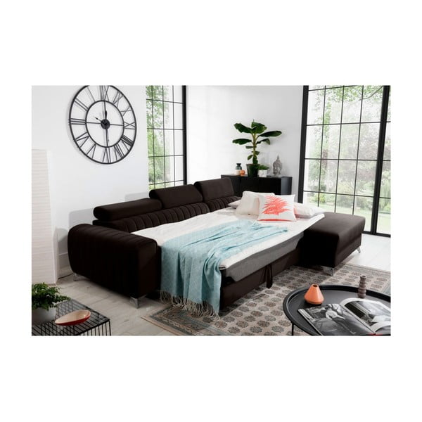 Colțar maro închis extensibil/cu spațiu de depozitare cu tapițerie din catifea (cu colț pe partea dreaptă/cu șezlong) Grayson – ELTAP-image-4