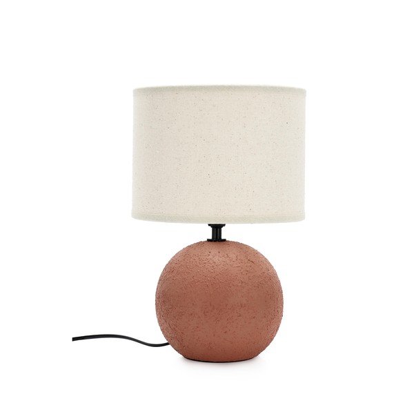 Veioză teracotă din ceramică cu abajur textil (înălțime 32 cm) Irvin – Yes Everyday