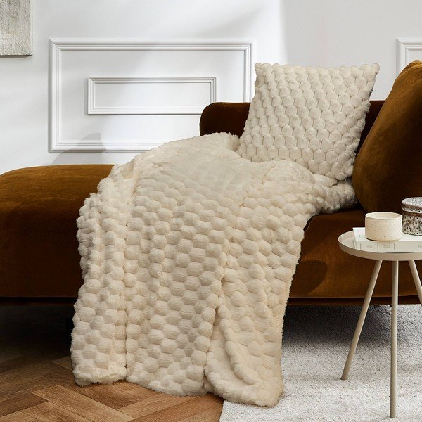Pătură fildeș din micropluș/cocolino 180x220 cm Frosty – douceur d'intérieur-image-1