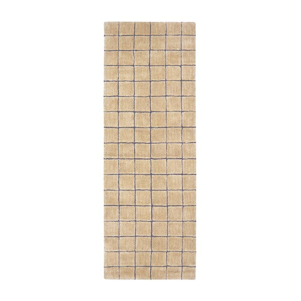 Covor tip traversă chihlimbar țesut manual din lână 80x230 cm Mosaic Amber – Lorena Canals