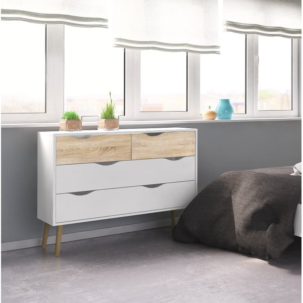 Comodă Tvilum Oslo, 99x82 cm, alb-natural-image-2