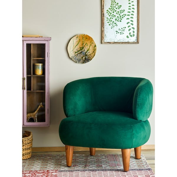 Fotoliu verde închis wing cu tapițerie din catifea Ruperta – Bloomingville-image-1