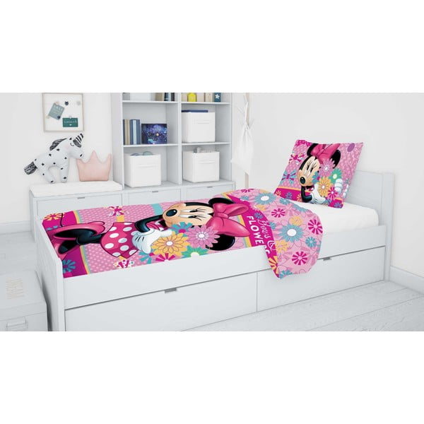 Lenjerie de pat pentru copii din bumbac pentru pat de o persoană 140x200 cm Minnie – Jerry Fabrics-image-1
