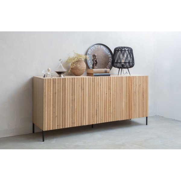 Veioză din bambus WOOOD Moza, ø 36 cm, negru-image-1