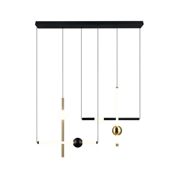 Lustră neagră/aurie LED cu intensitate reglabilă Melita – Trio