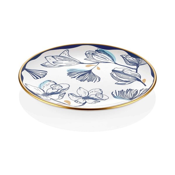 Set 6 farfurii din porțelan pentru desert cu model de flori albastre Mia Bleu Pasta, ⌀ 19 cm, alb-image-2