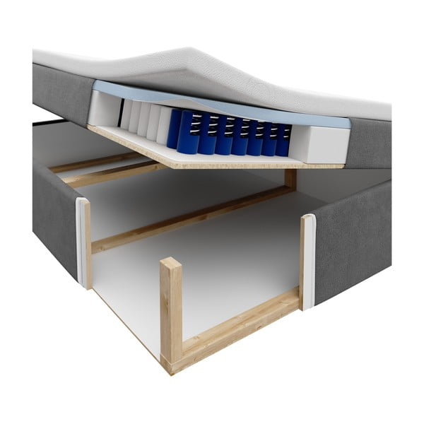 Pat boxspring 160x200 cm bej cu spațiu de depozitare Mimicry – Mazzini Beds-image-2