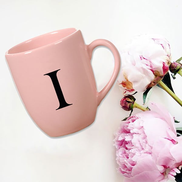Cană din ceramică Vivas Letter I, 330 ml, roz