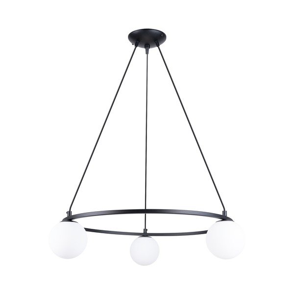 Lustră albă/neagră cu abajur din sticlă Umerta – Sollux