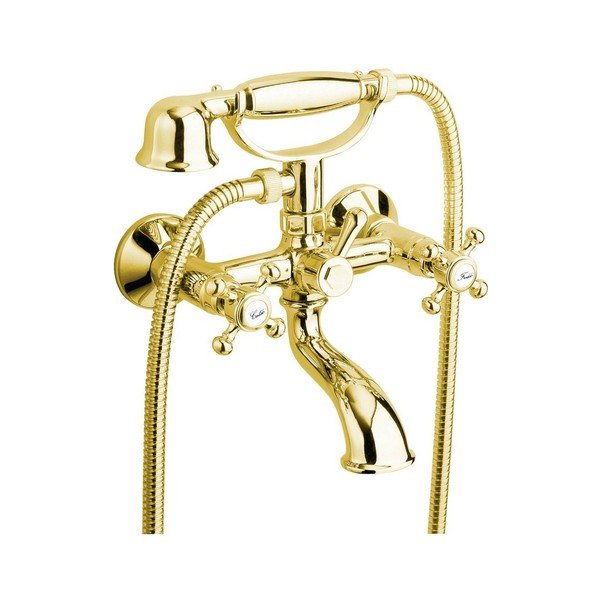 Baterie aurie pentru cadă cu montare pe perete (2 ieșiri) Antea – Sapho