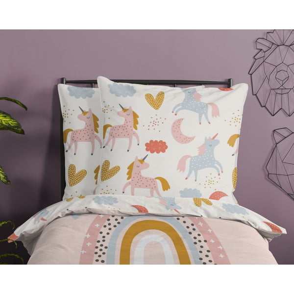 Lenjerie de pat pentru copii roz din bumbac pentru pat de o persoană 140x200 cm Unilove – Good Morning-image-2