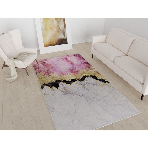 Covor alb/roz lavabil 50x80 cm – Vitaus-image-1