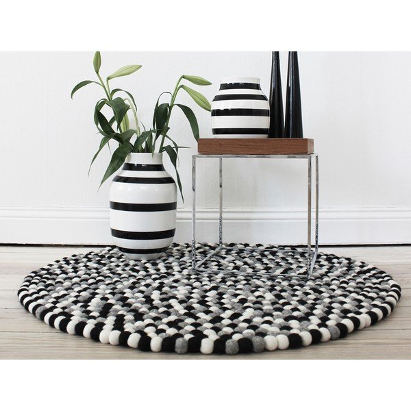 Covor cu bile din lână Wooldot Ball Rugs, ⌀ 120 cm, alb - negru-image-2