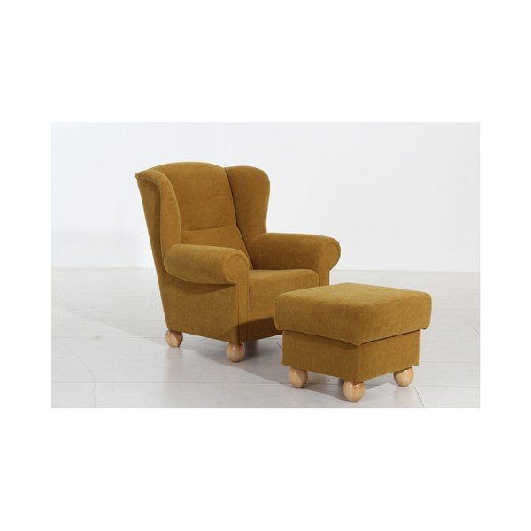 Taburet Max Winzer Monarch Velor, galben-image-1