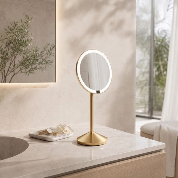 Oglindă cosmetică (mărire 5x) cu led/de mărire ø 12 cm – simplehuman-image-1